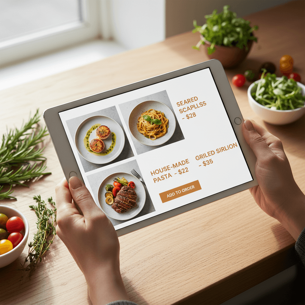Menú digital en tablet para restaurante