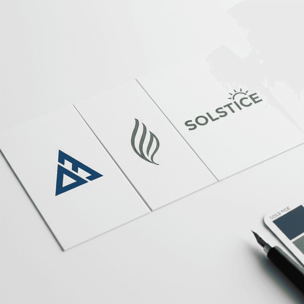 Logo de restaurante con diseño geométrico moderno