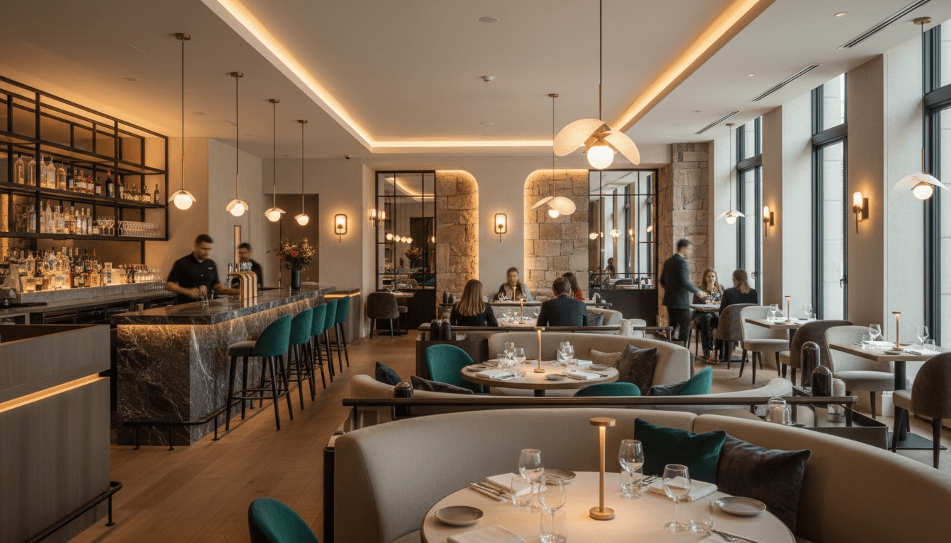 Portada de menú de restaurante de lujo con elementos grabados